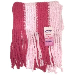 Supersoft Cozy Chenille Knit Winter Scarf - Light & Dark Pink Striped